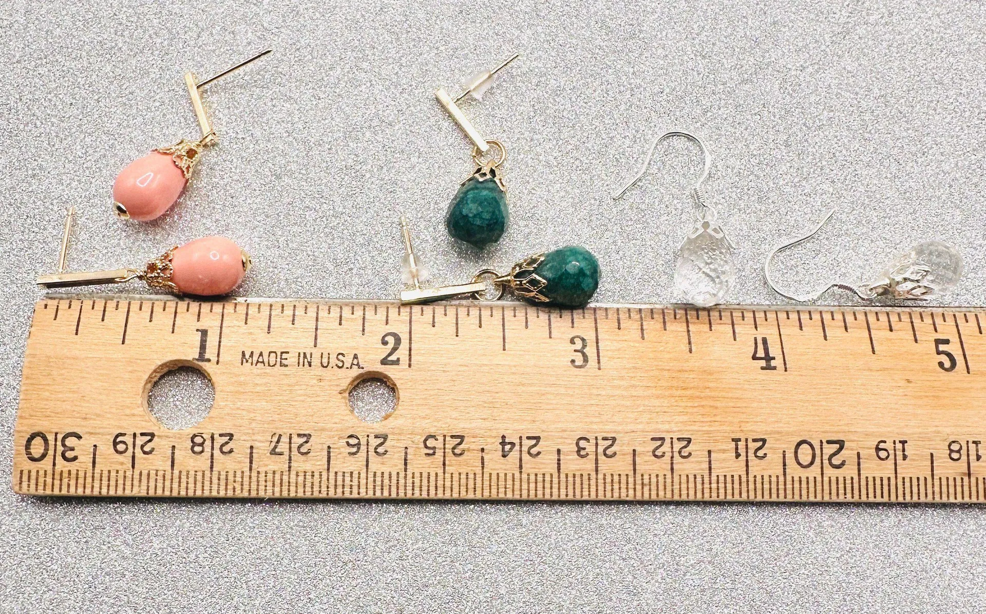 18K Gold Plated Natural Clear Topaz Stud Earrings.  - Image 3