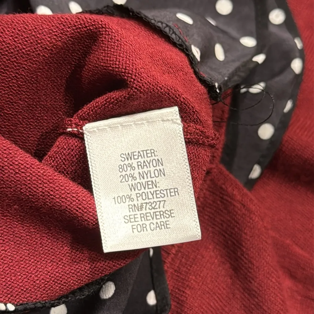 NWT Croft & Barrow women’s sweater burgundy with black with polka dots size 1X. - Image 7