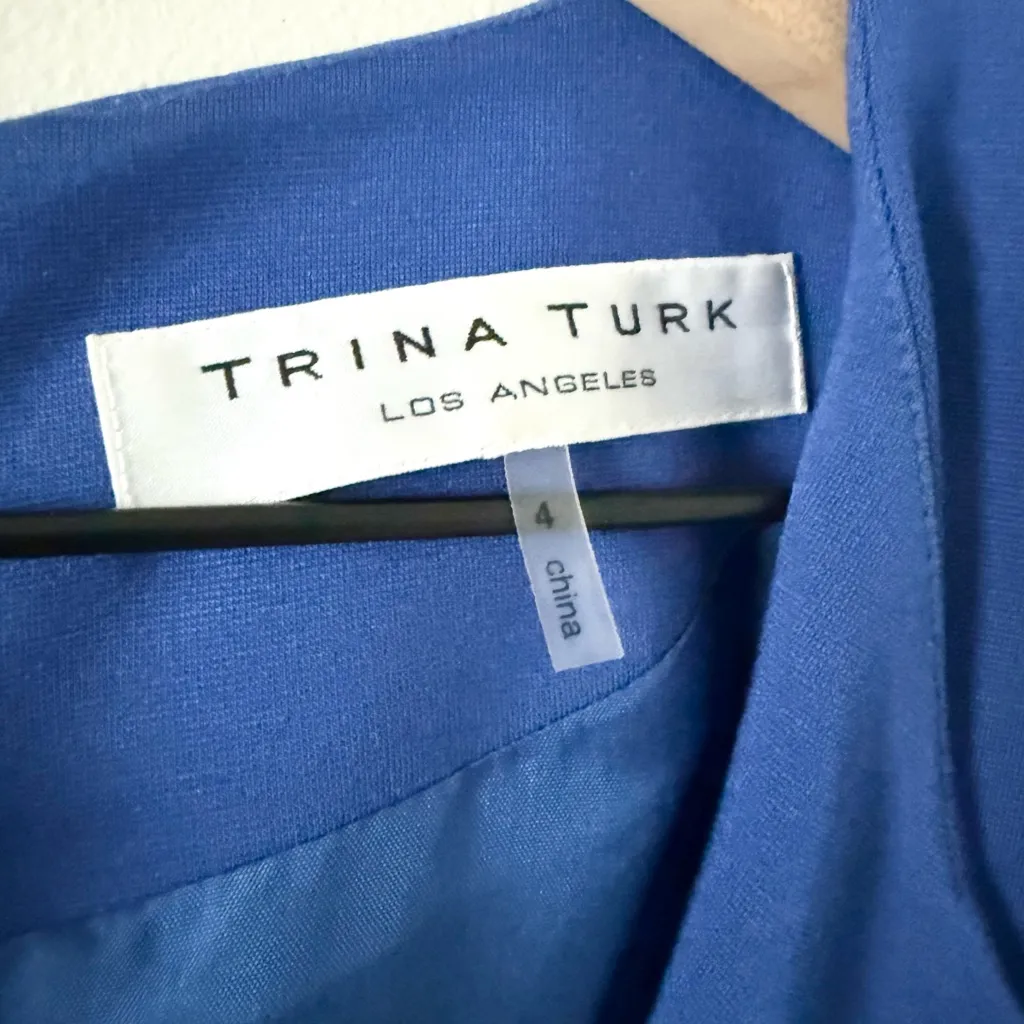 Trina Turk Sleeveless Sheath Dress in Royal Blue with Black Waistband Size 4 - Image 6