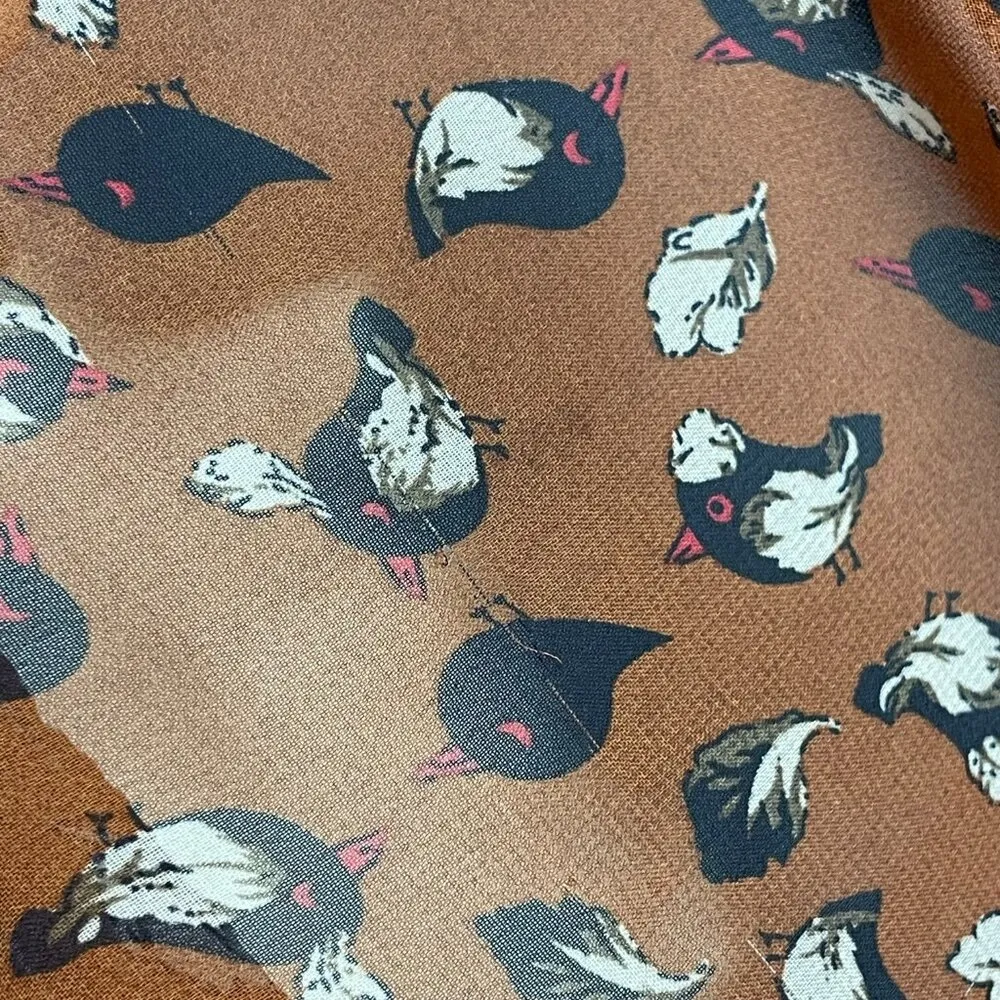 Infinity Scarf Bird Print Gauzy Brown Semi - Image 7