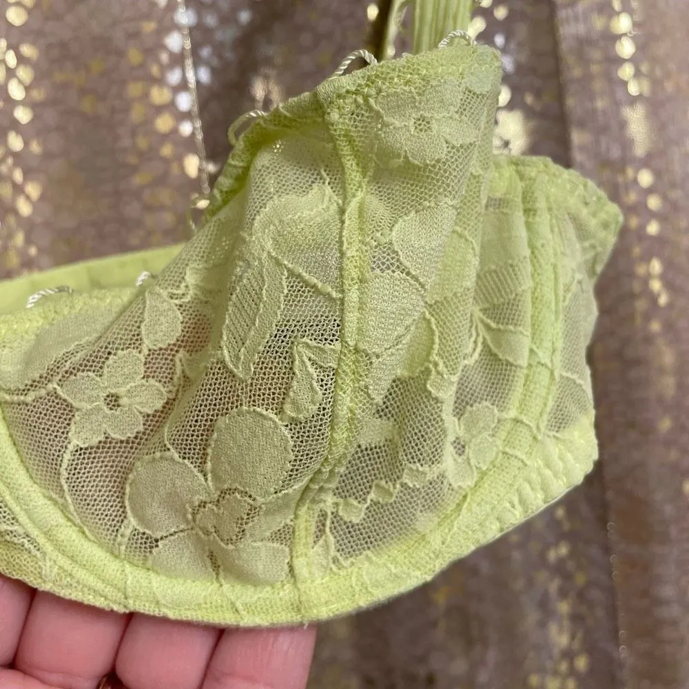 Maison Lejaby Miss Top Half Cup Bra Sunny Neon Yellow Green 32B NWOT Size undefined - Image 4