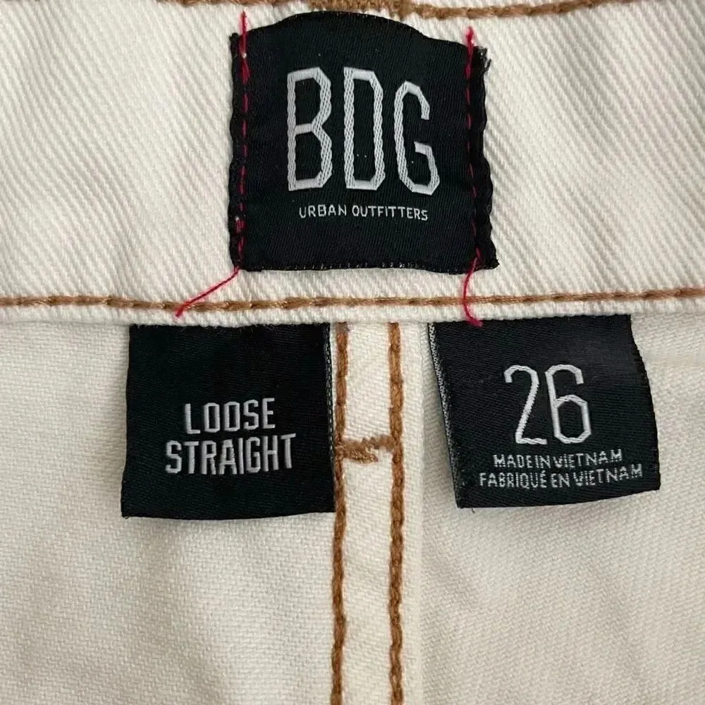 BDG Urban Outfitters Loose Straight Unisex White Jeans SZ 26 - Image 10