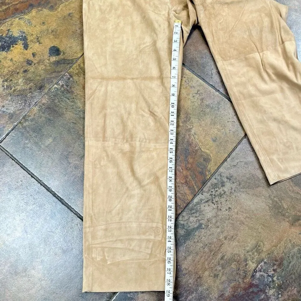 S Max Mara Women’s Tan Leather Lined Pants 14 - Image 4
