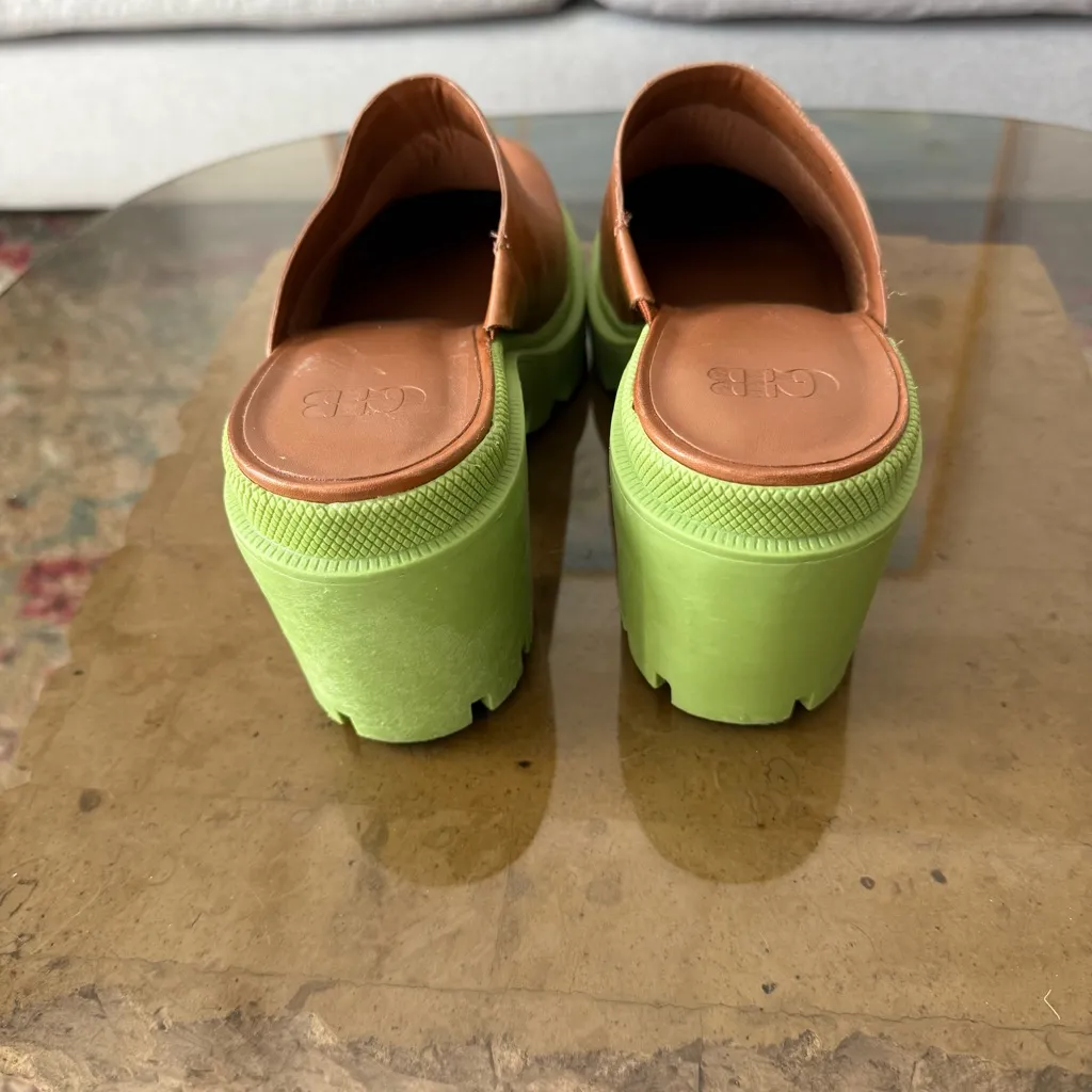 GB End Game Brown Leather Chunky Heel Clogs 7.5 - Image 5