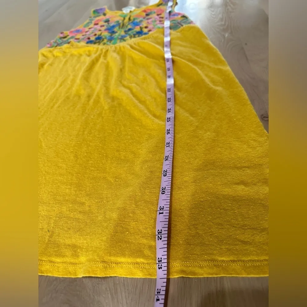 sundance catalog sintra dreams floral embroidered 100% linen yellow dress sz XS - Image 8