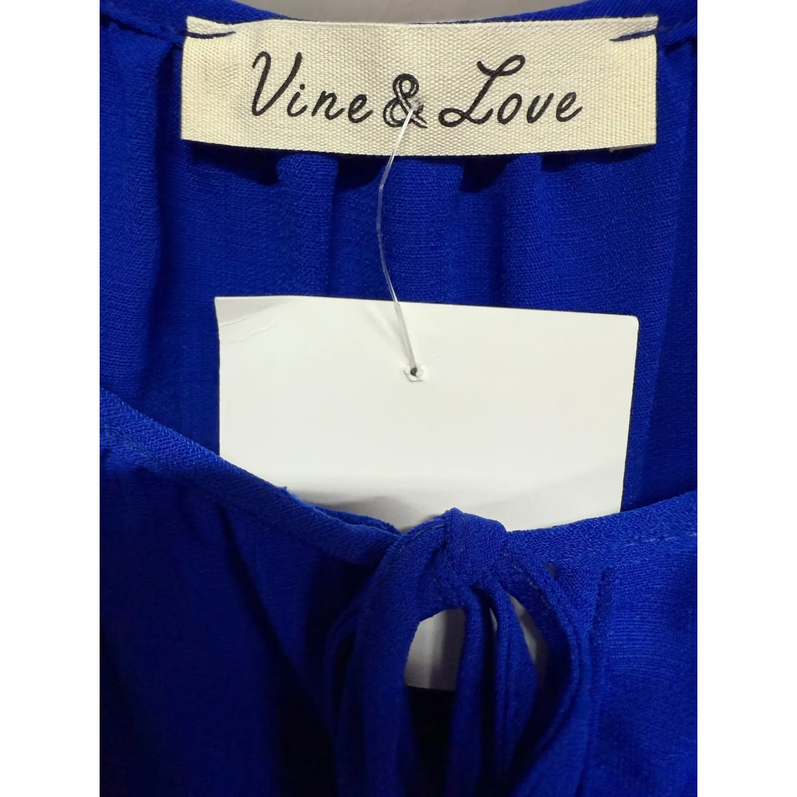 Vine & Love Boutique Royal Blue Short Sleeve Babydoll Top Blouse Size Large NWT - Image 5