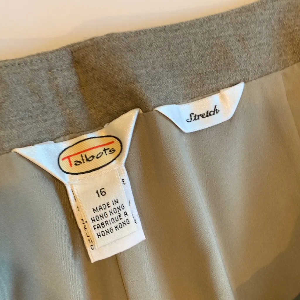 Talbots Women’s Size 16 XL Oatmeal Light Brown Wool Trousers Dress Pants - Image 3