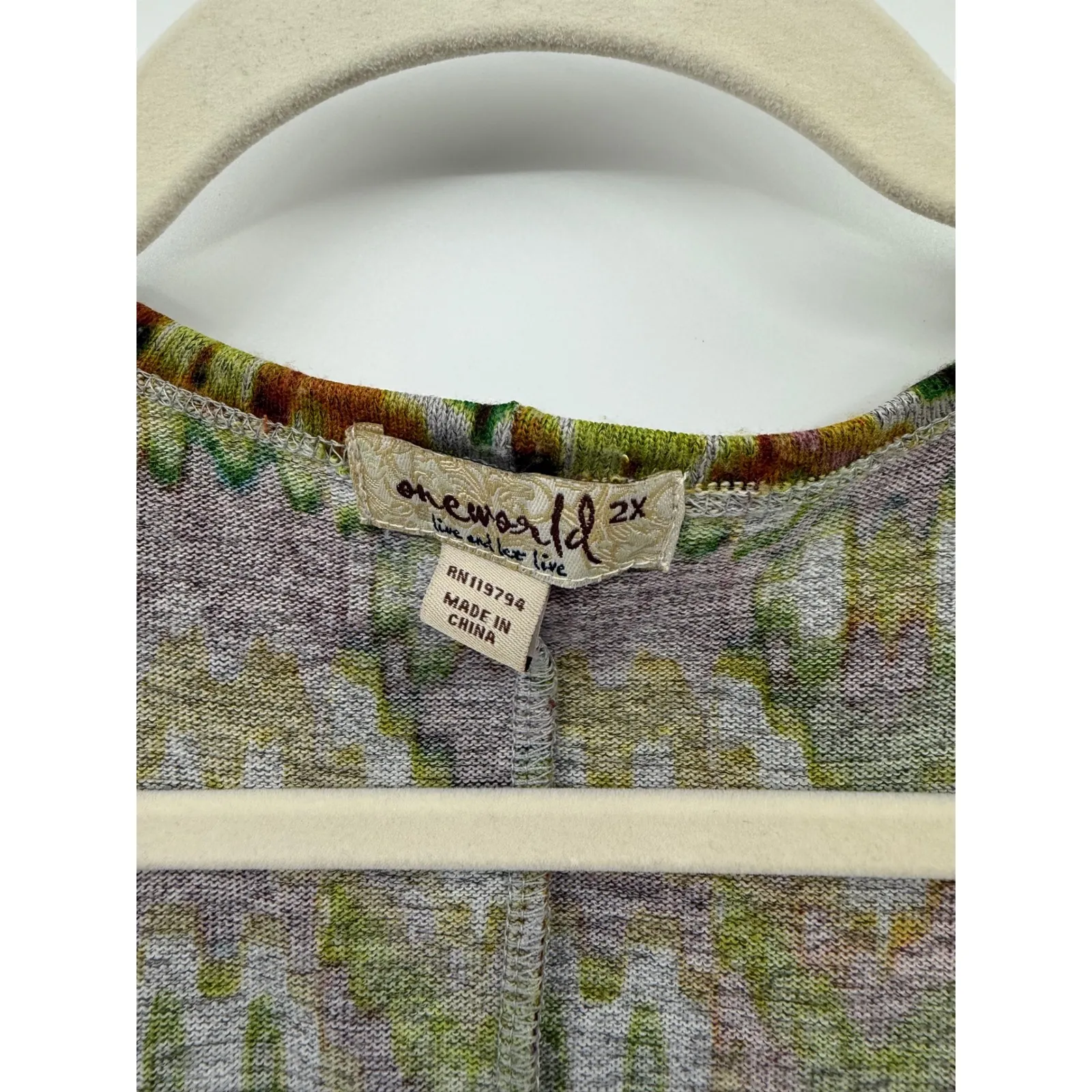 OneWorld 2X Multicolor Aztec Boho Open Front Cardigan Knit Fall‎ Layer - Image 4