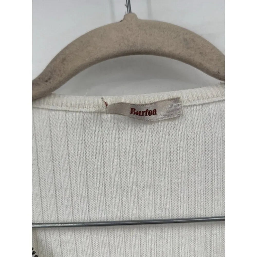 Burton Ribbed Full Zip Sweater Women 2‎ Ivory Long Sleeve Minimalist Coastal - Image 7