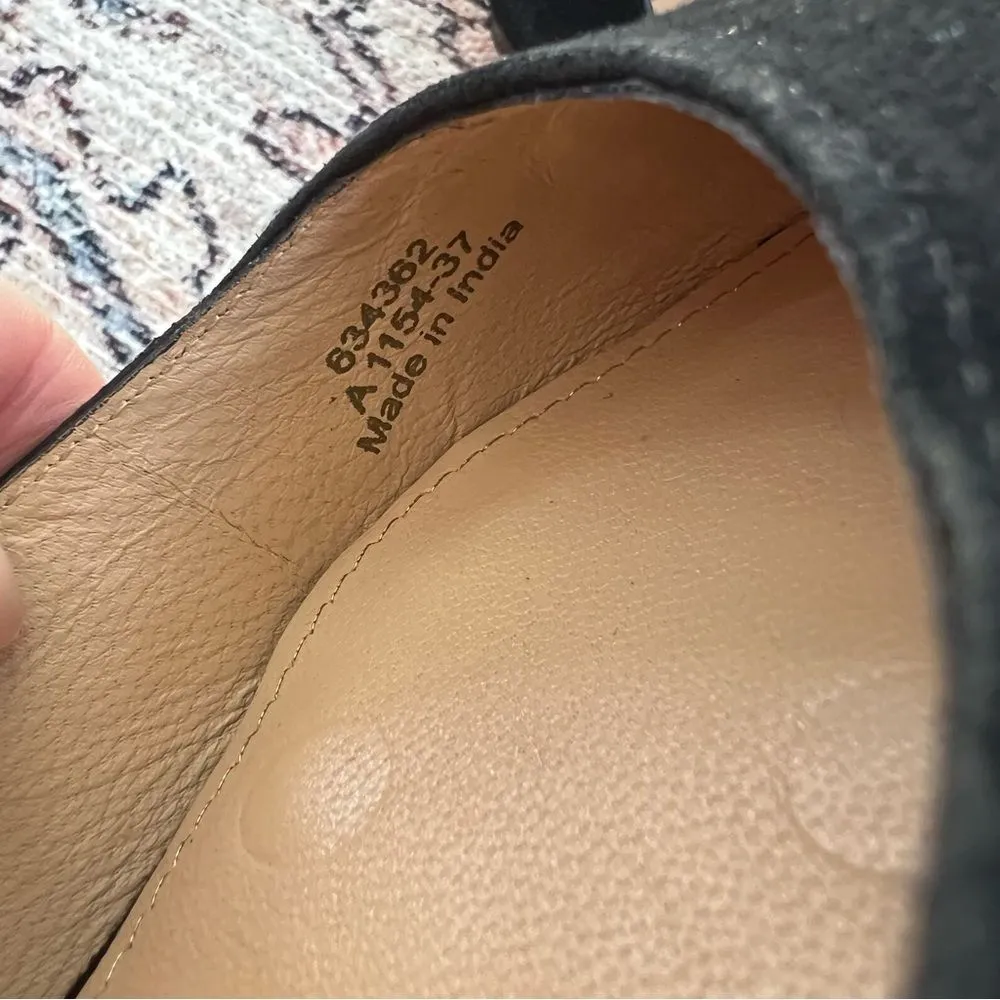 Boden Flat Buckle Mary Jane Ballet Flats Size 37 Suede Black Pointed Toe Shoes - Image 7