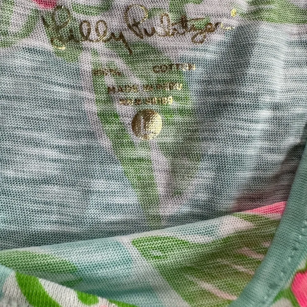 Lilly Pulitzer Marlowe Dress Pink Lemonade Pool Blue 3/4 Sleeve Size Large - Image 6