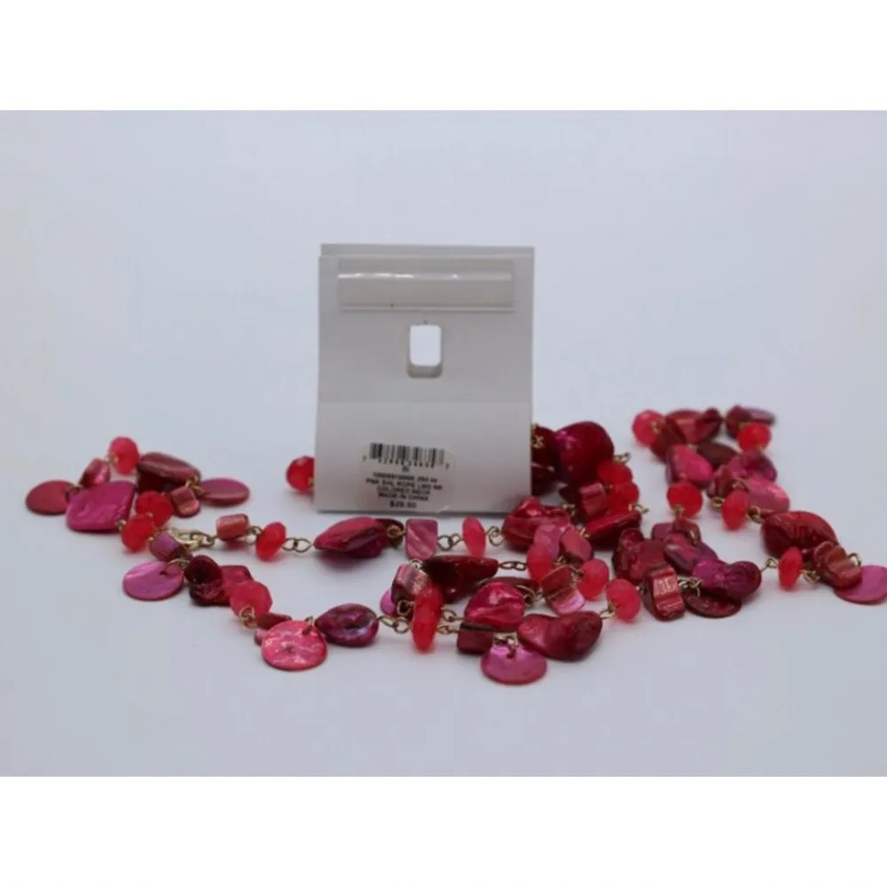 Style & Co. Shell Rope Long Gold-Tone Women's Necklace 42", Pink/Red Reg $29.50 - Image 3