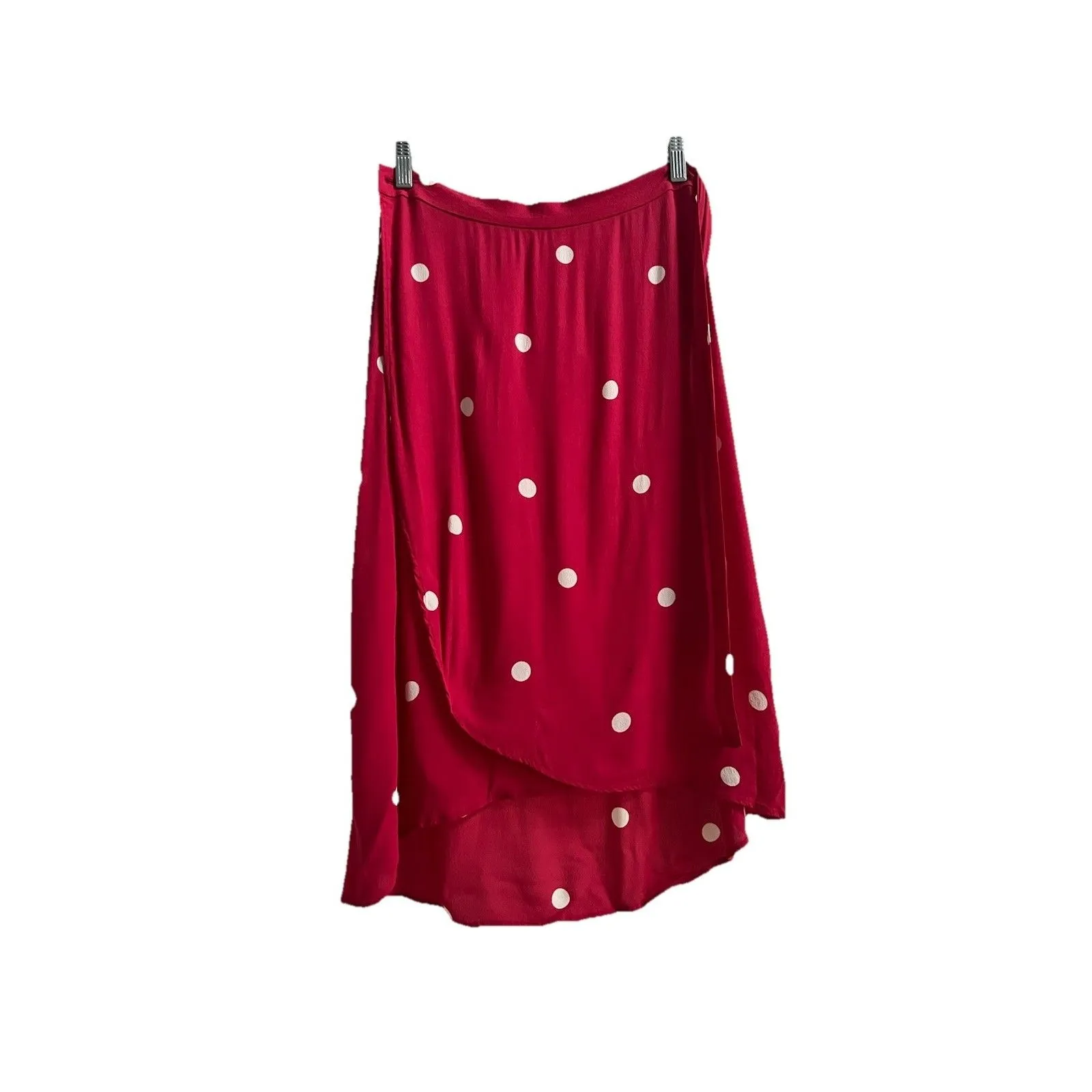 Loft Red and White Polka Dot Festive Wrap Skirt Size 4P - Image 2