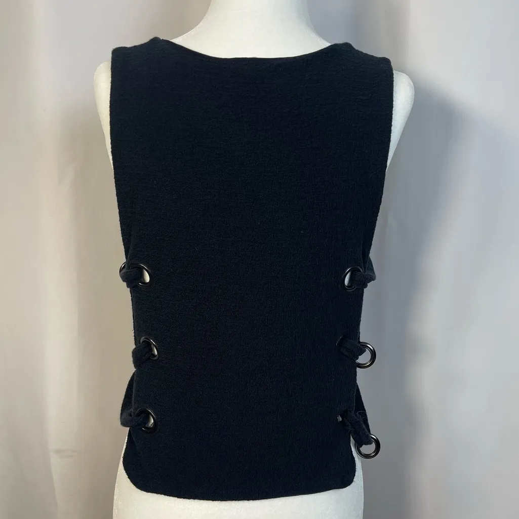 Silence + Noise Urban Outfitters Large Textured V Neck Top Grunge Criss Cross - Image 2