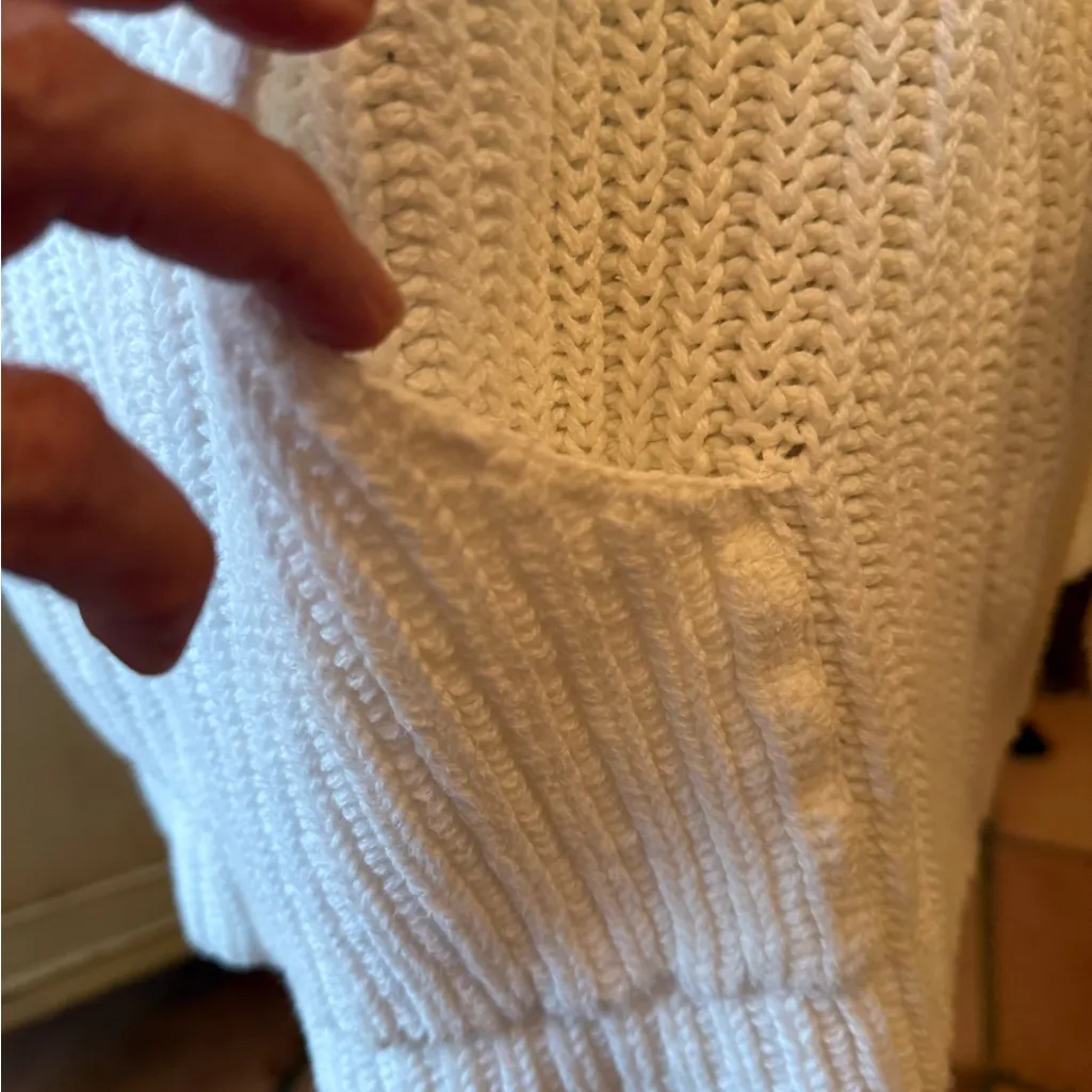 Knit Hooded Cardigan White Size L - Image 3