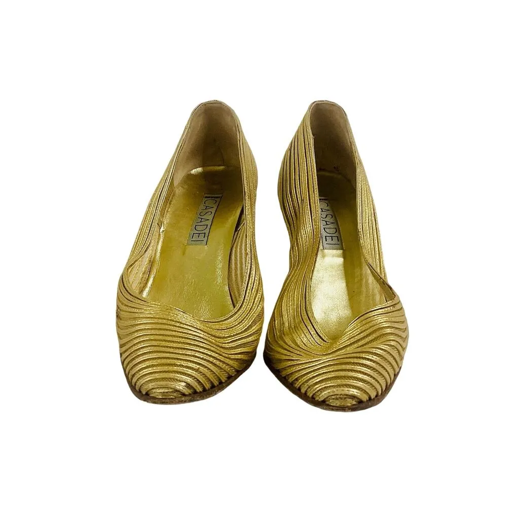Vintage Casadei Gold Pumps - Image 2