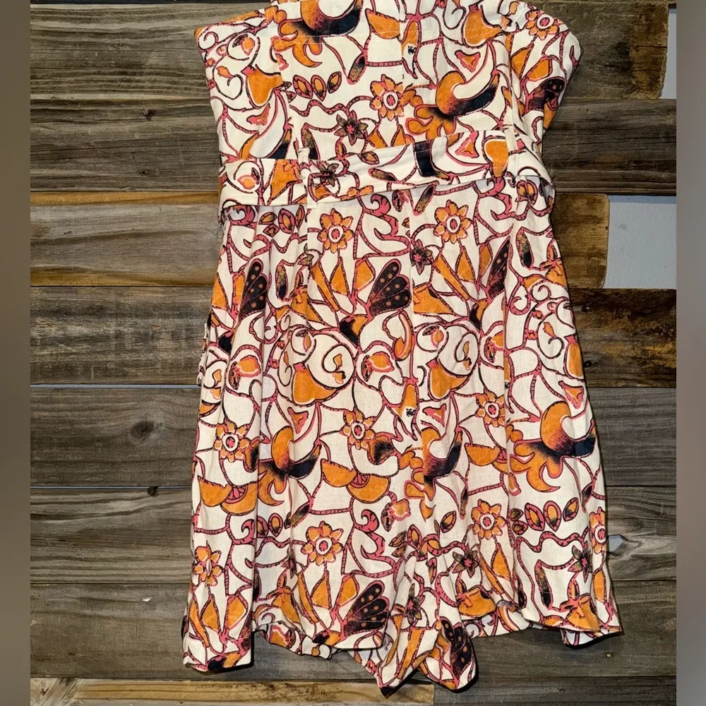 House of Harlow 1960’s Romper Paisley Print Size 8 Ivory Linen Blend Belted - Image 8