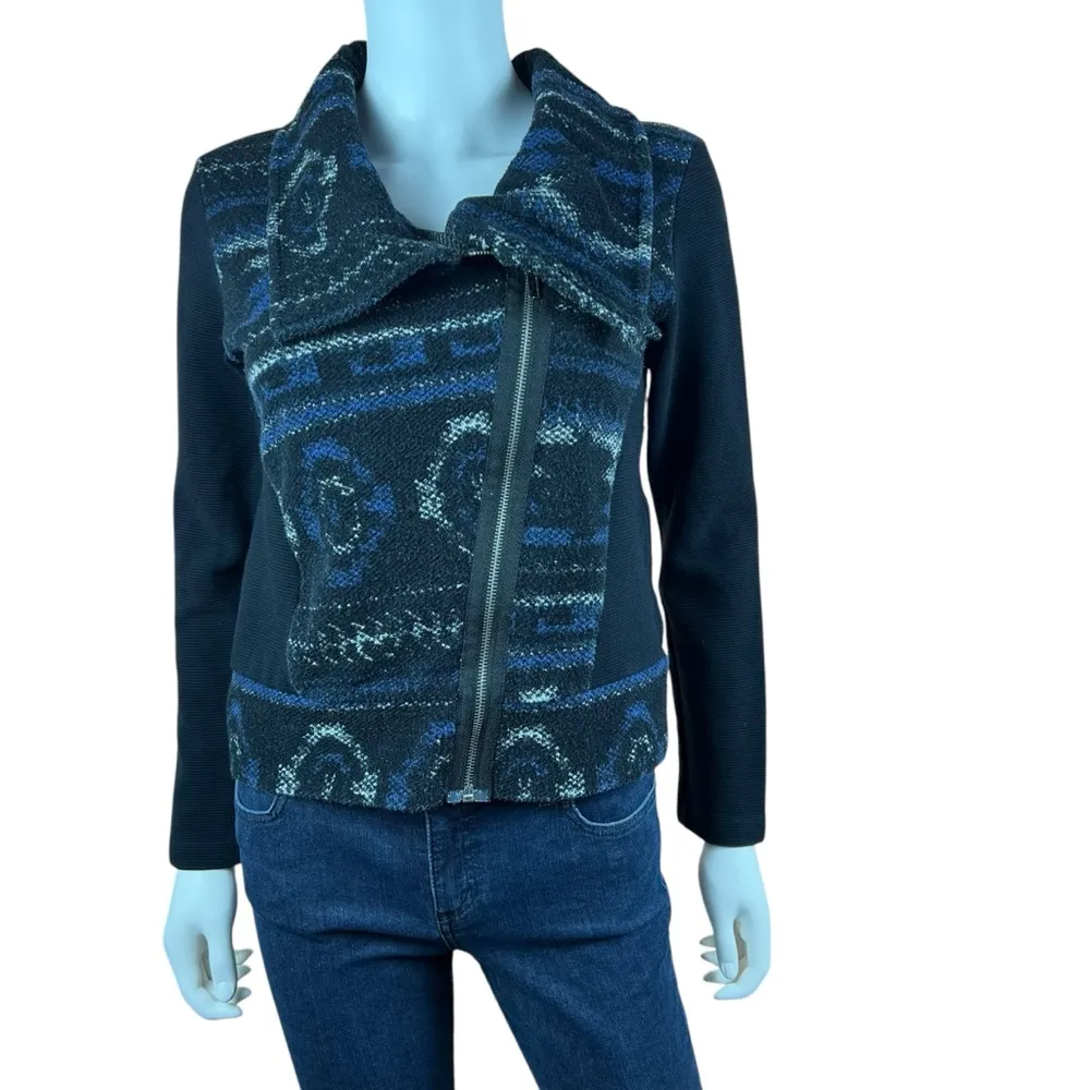 Dolan Anthropologie Aztec Print Moto Sweater Jacket - Image 5