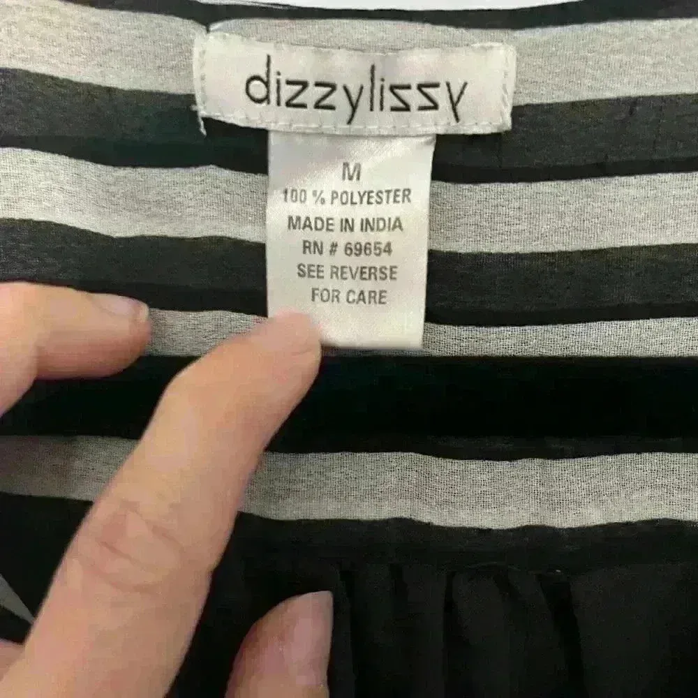 Dizzy Liszt Black & White Striped Dress Black Size M - Image 4