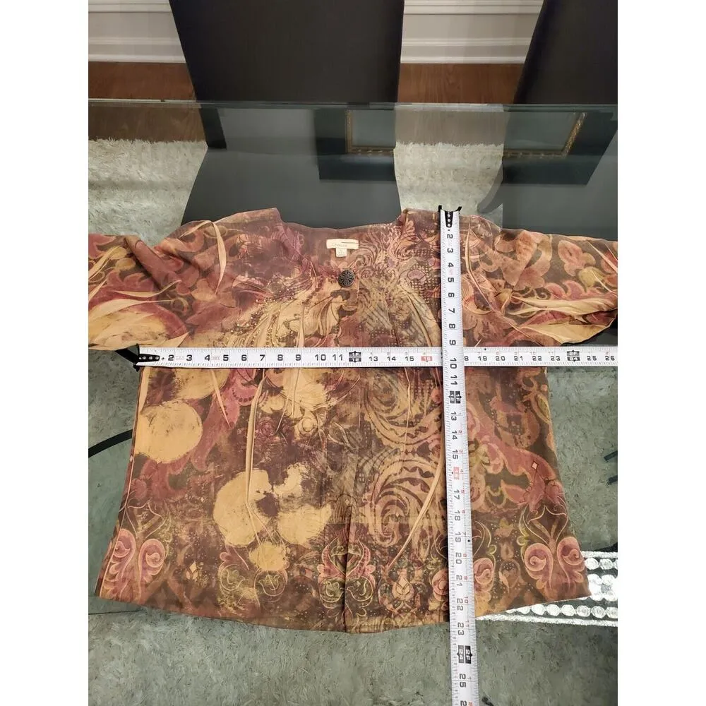 Choices Women Multicolor Floral Long Sleeve Round Neck Button Front Jacket Large - Image 11