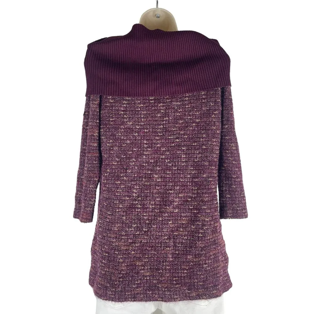 St. John Boucle Knit Tweed Metallic Tunic Sweater Red Size 0P - Image 5