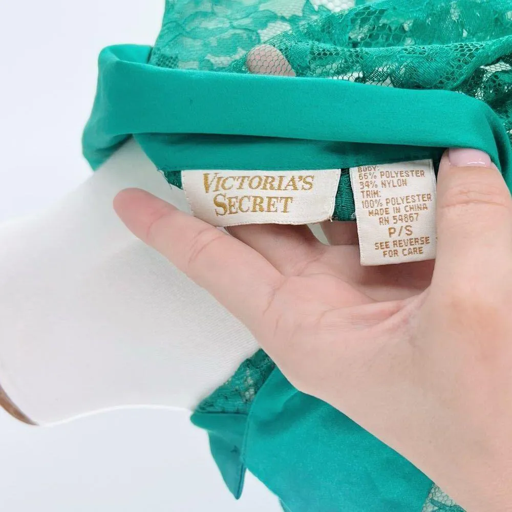 Victoria’s Secret Gold Label Teal Turquoise Lace Night Gown Intimate Size Small - Image 8