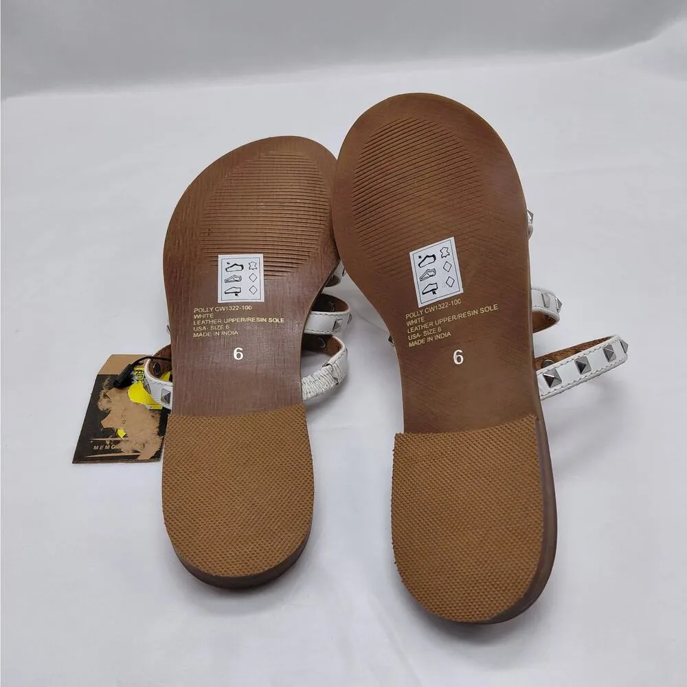 Crevo Polly Women's Leather Sandals Size 6 White Flats Slip On Slides Shoes - Image 9