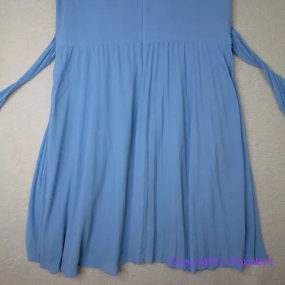 New! Maggy London blue tie waist faux wrap round neck sleeveless drses, size 24W - Image 10