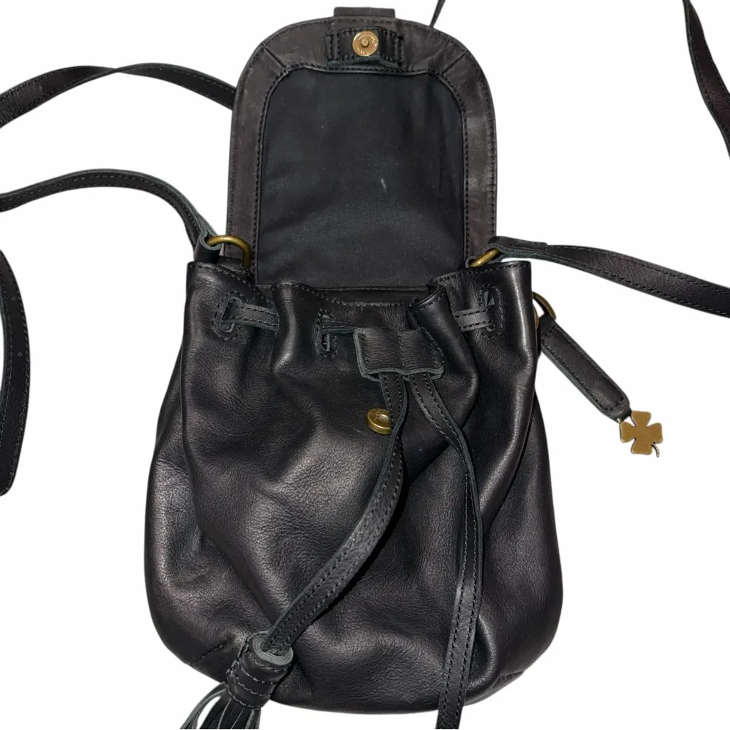 Lucky Brand Black Leather Jordan Mini Crossbody Purse Bag Saddle Bag - Image 4
