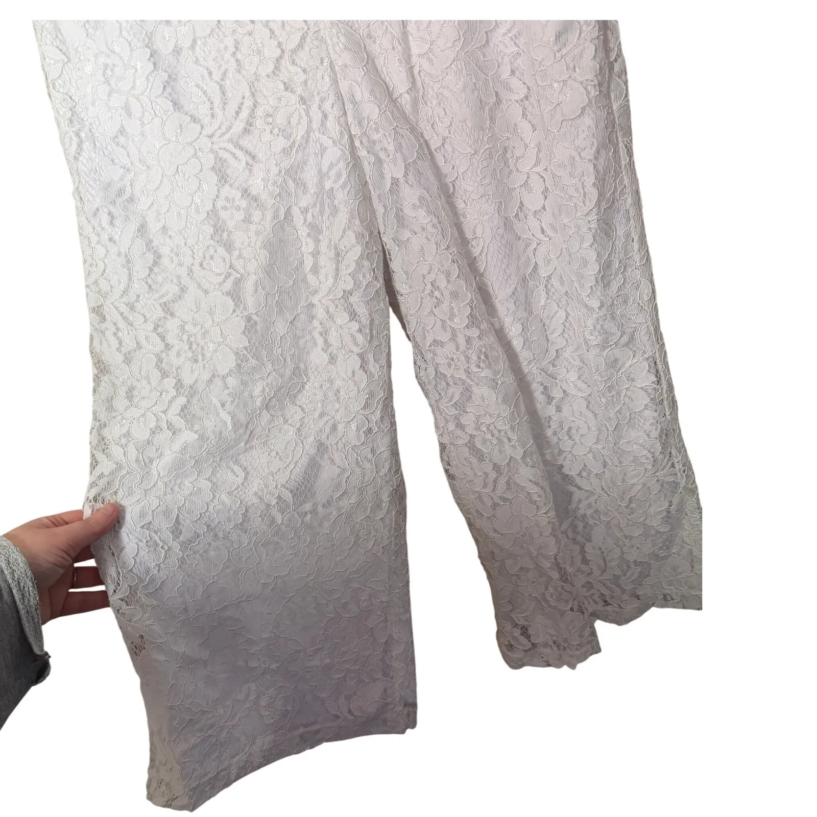 Boston Proper Lace Wide Leg Cropped Pants‎ Women's Size 14 White Resortwear - Image 2