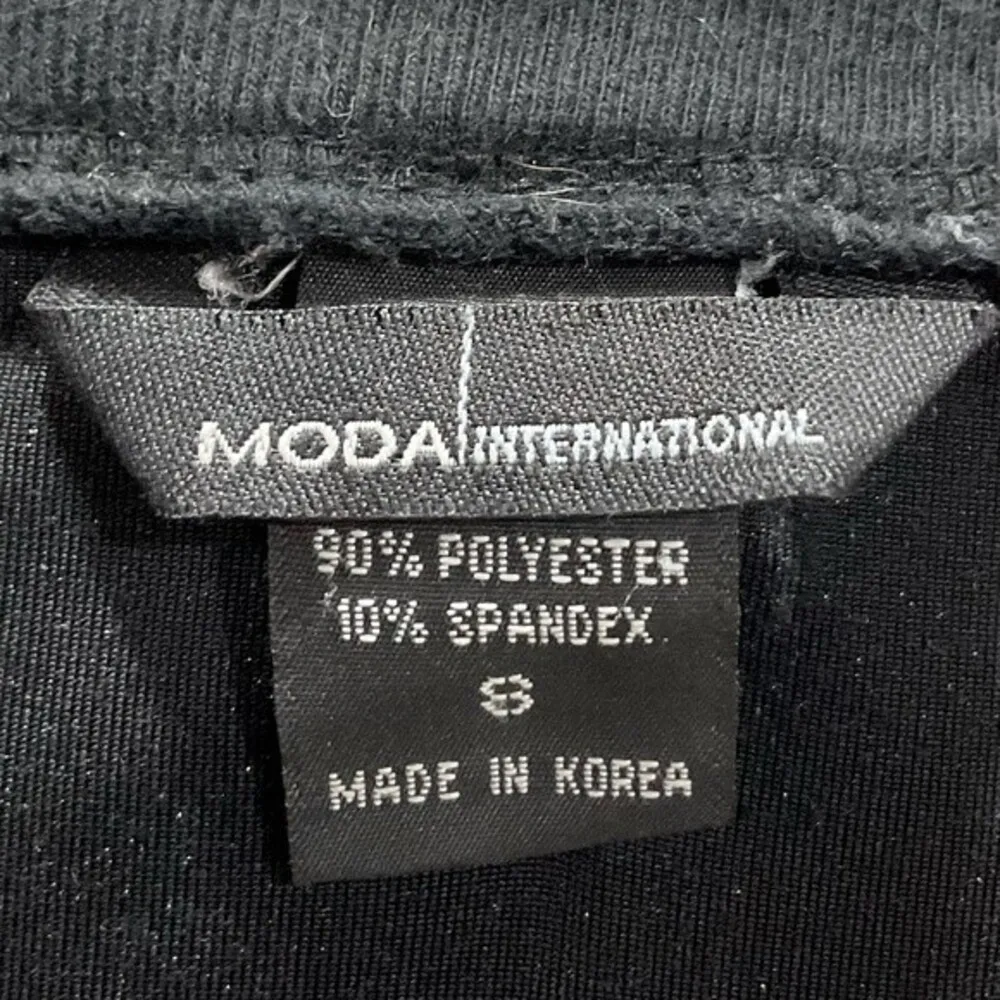 Vintage Black Velour Top Blouse Shirt Sz Small Moda International 3/4 Sleeve - Image 4