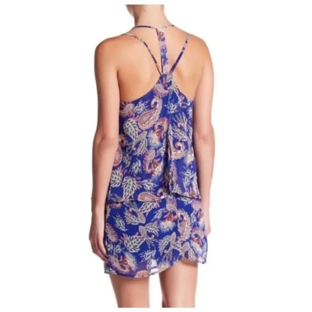 Collective Concepts Ivory Red And‎ Blue Paisley Print Tiered Strappy Dress XS - Image 4