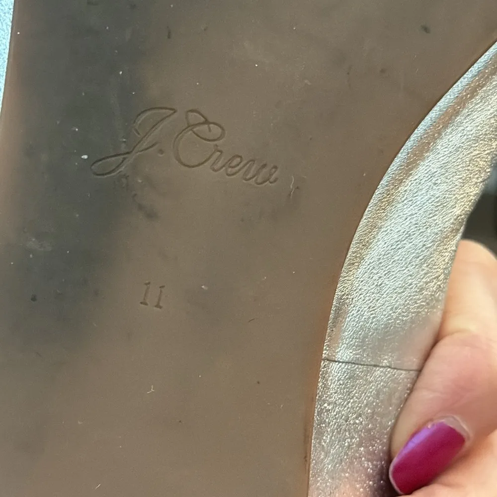 J. Crew Silver Metallic Ballet Flats Shoes - Image 6