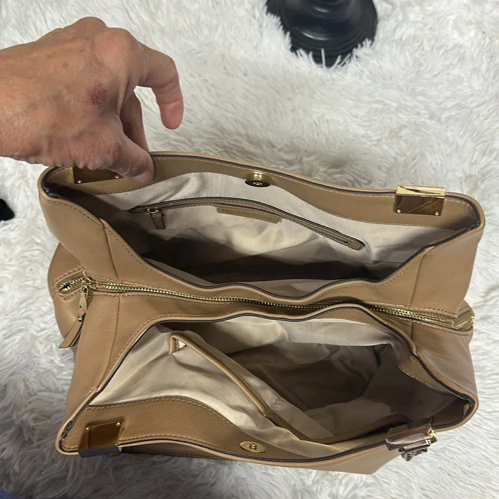 I.N.C International Concept Faux Leather Satchel New Never Used Tan - Image 6