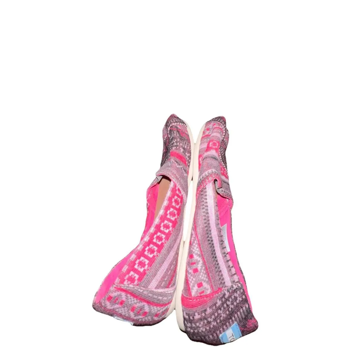 TOMS Women's 10 Pink Gray Tribal Aztec Print Canvas Classic Alpargata Shoes - Image 7