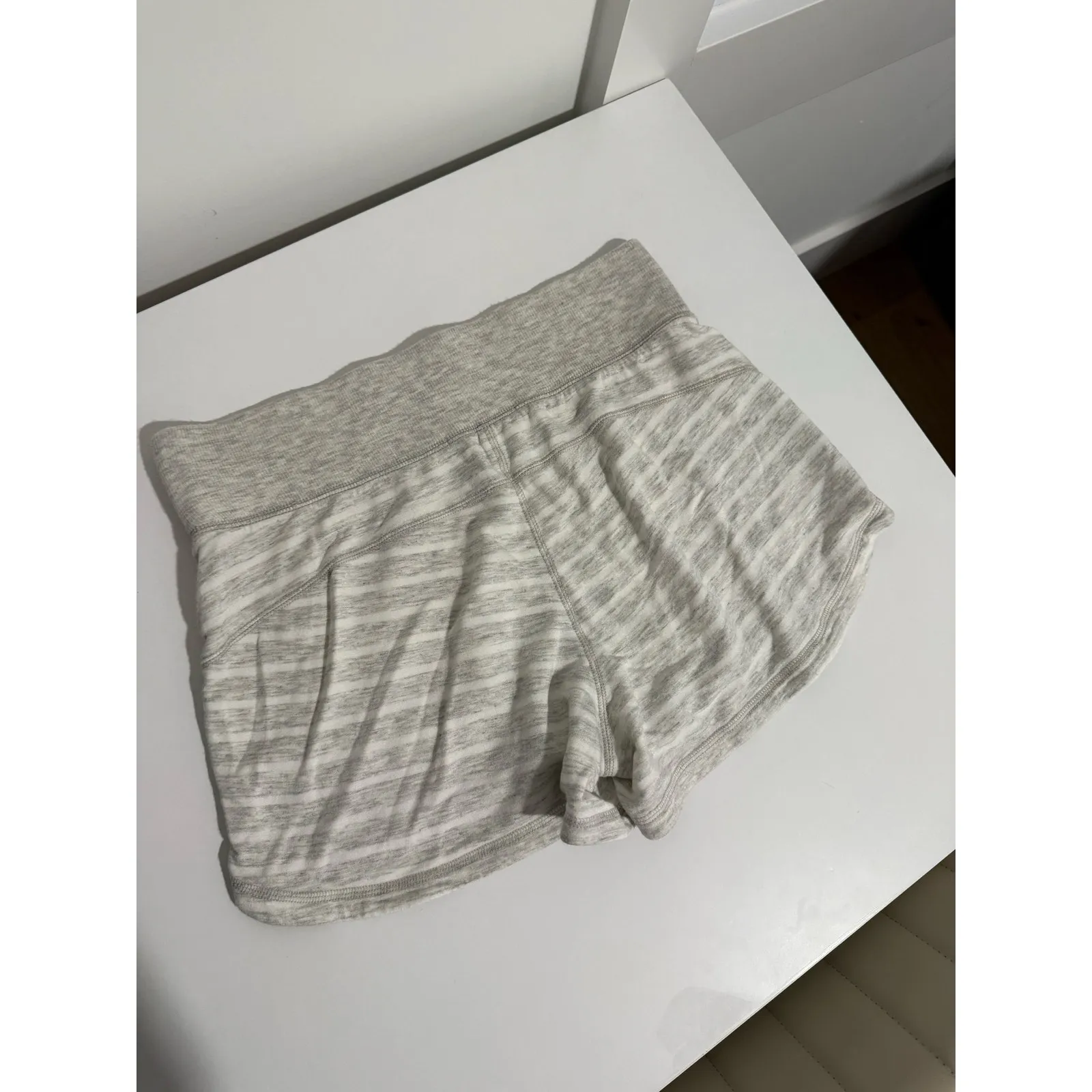 $50 Athleta Restore Shortie Shorts - Grey Stripe - Small - Image 5