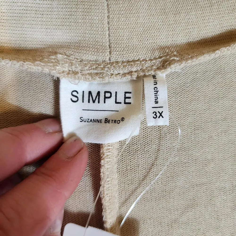 Simple Suzanne Betro Women's Cream Open-Front Cardigan Sweater Size 3XL - Image 3