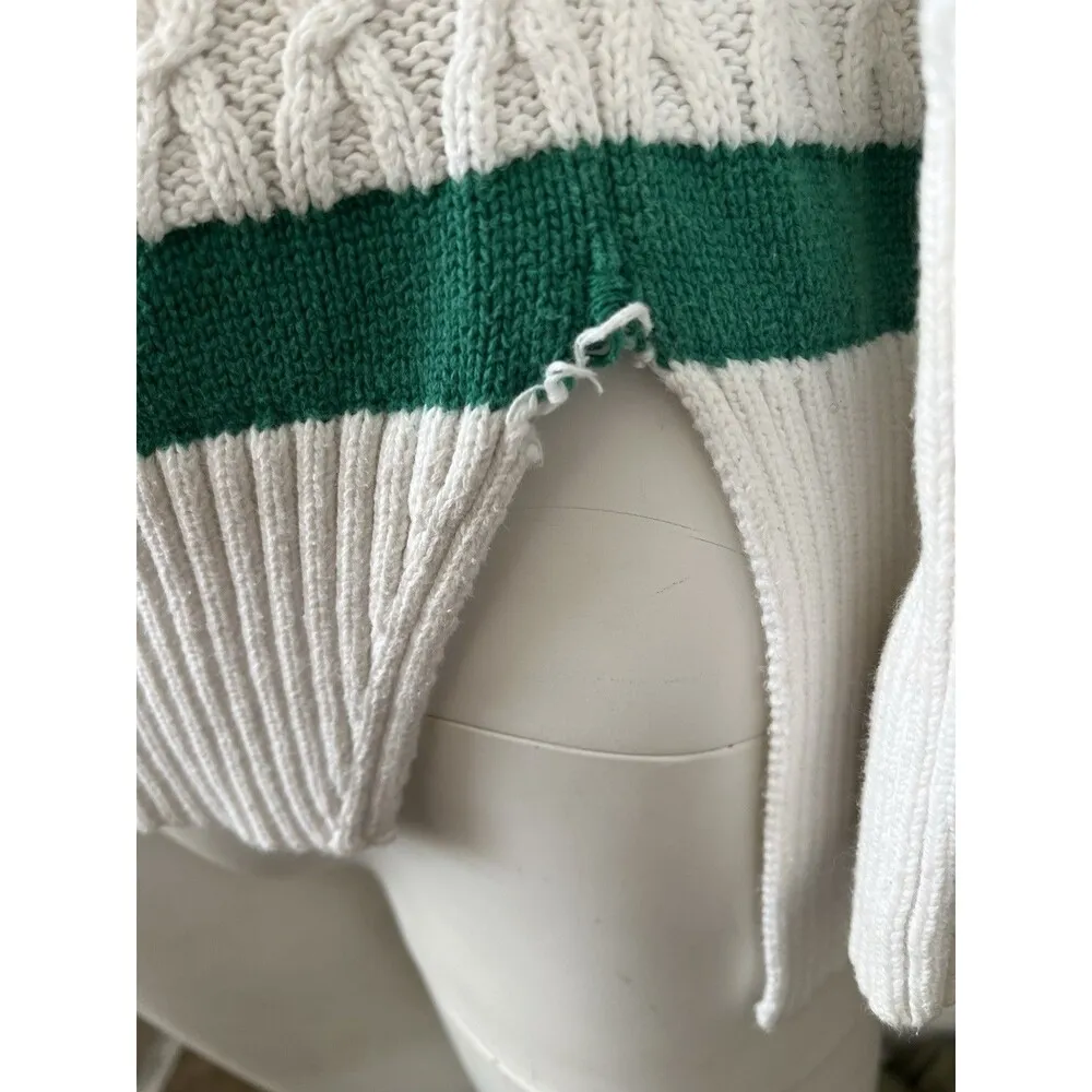 Vtg Liz Claiborne Cable Knit Yellow Green Blue Striped BoatNeck Sweater Preppy M - Image 6