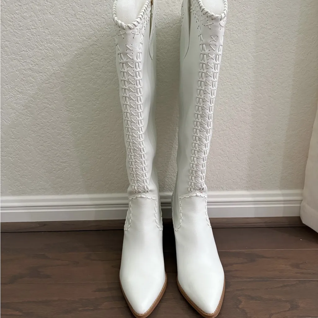 Billini Finley White Western Knee-High Heeled Boots - Image 5
