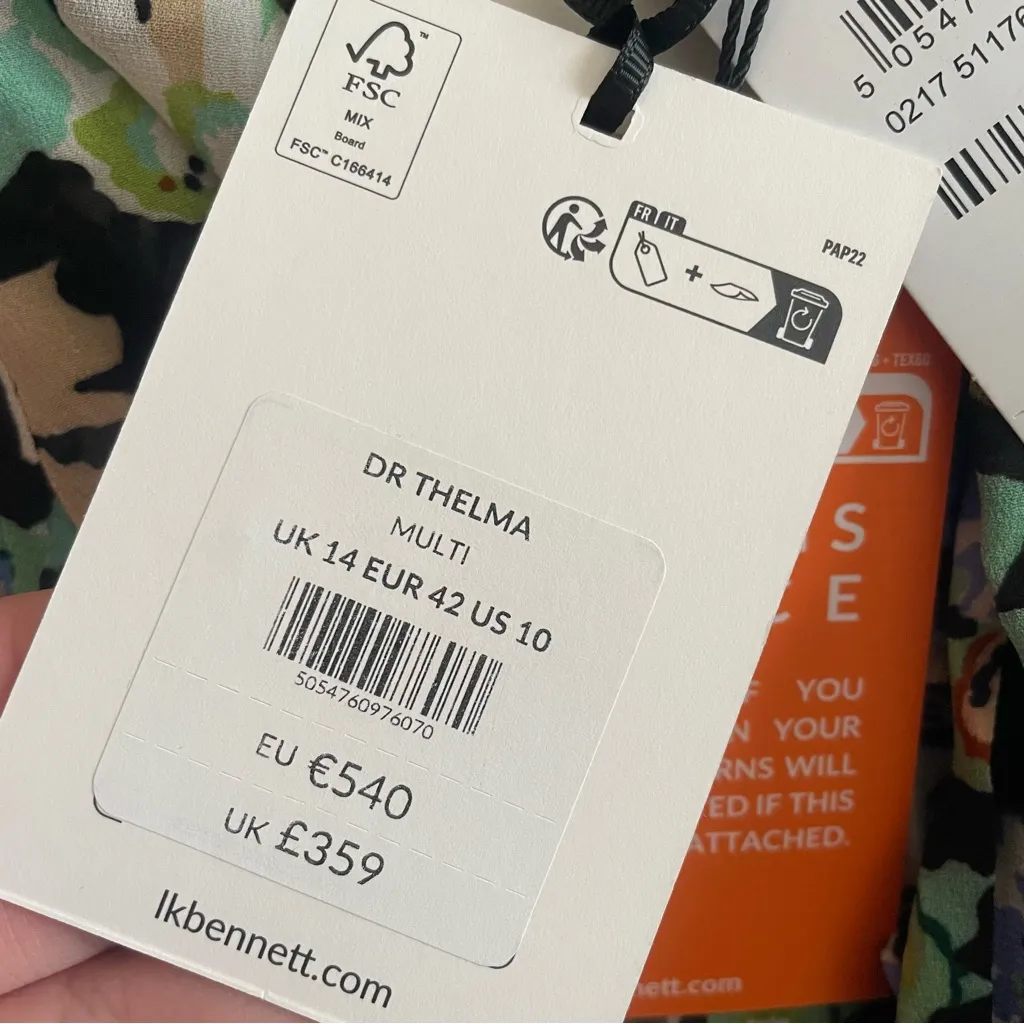 LK Bennett Thelma Black Multi Tie Neck Dress - Image 7