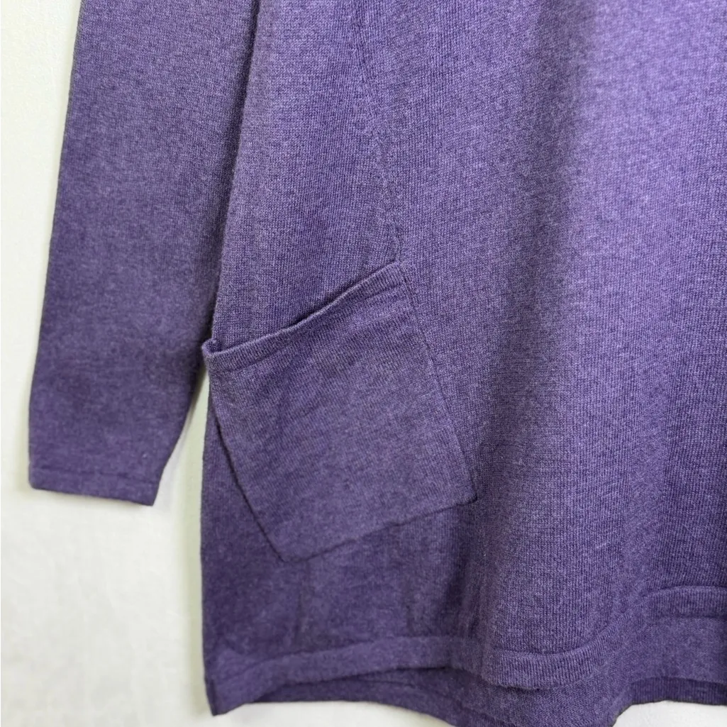 Pure Jill Women’s Purple Cotton Cashmere Blend Pocket Tunic Sweater Sz Medium - Image 2
