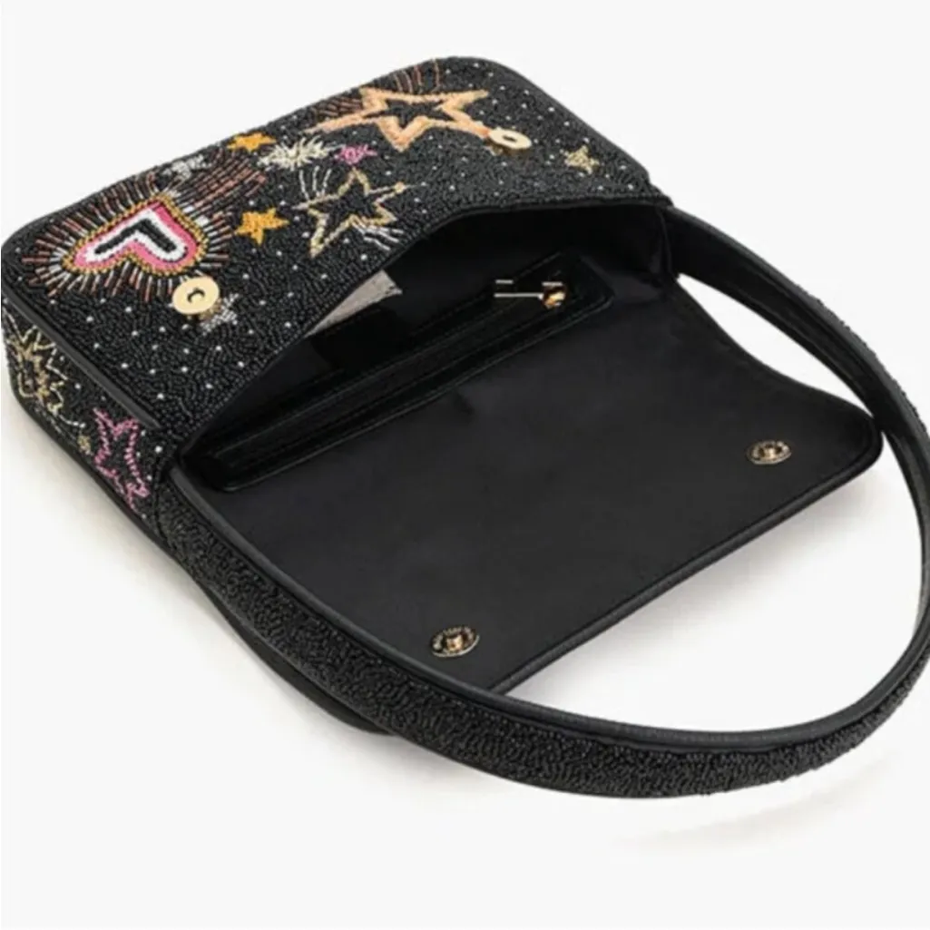 America & Beyond Evil Eye Hearts Stars Beaded Shoulder Bag Tik Tok Viral NWT Black - Image 7