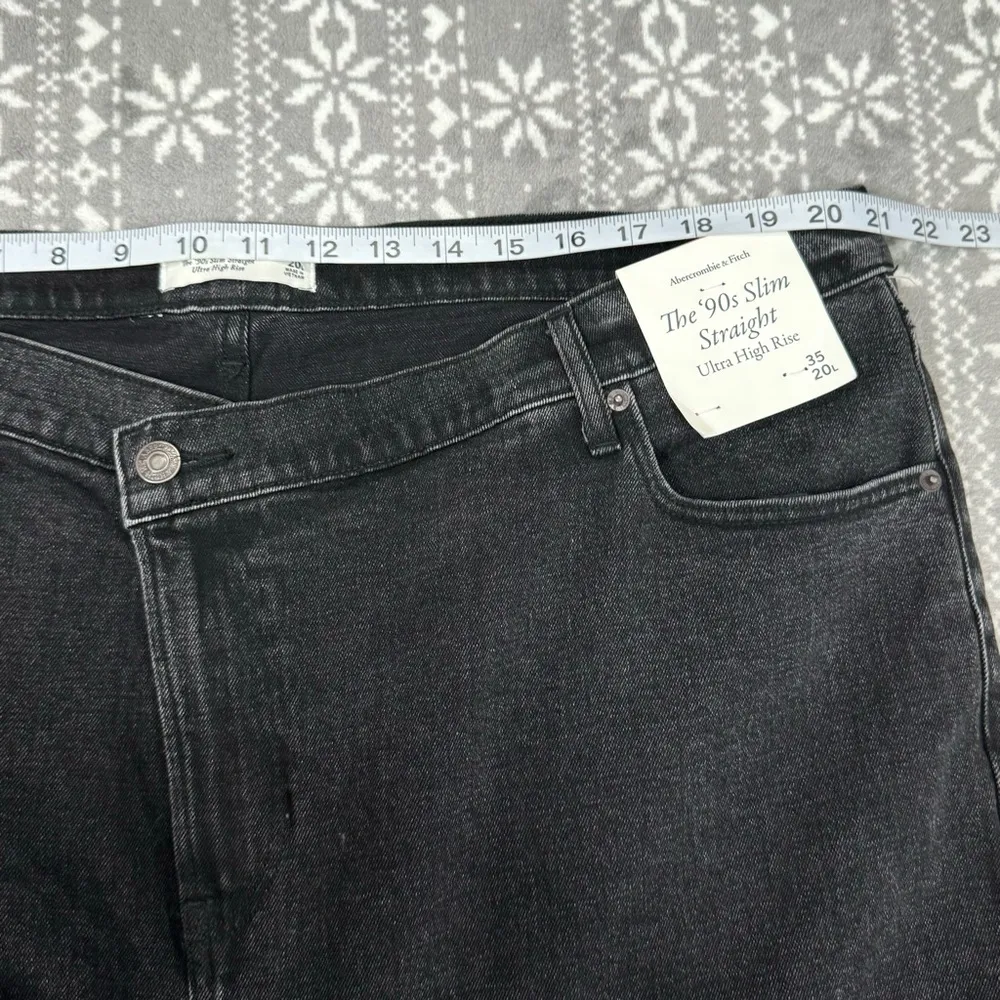 Abercrombie & Fitch 90's Slim Straight Ultra High Rise Criss Cross Black 20 Long - Image 11