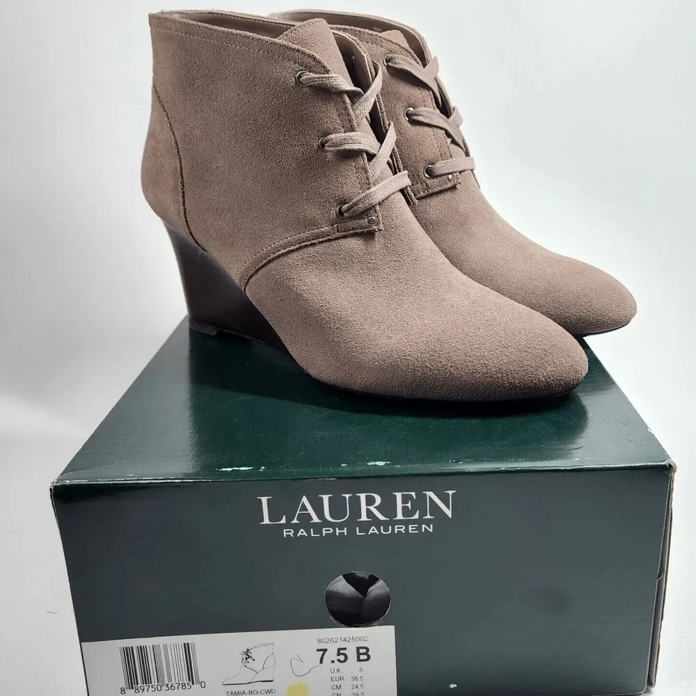 LAUREN Ralph Lauren Tamia Bo CWD Porcini Sport Suede Ankle Boots Size 7.5B - Image 10