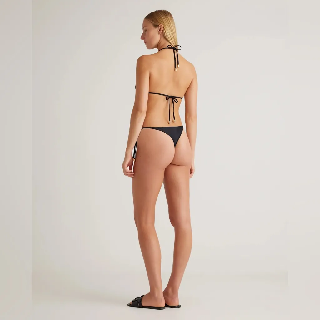 NWT Quince Italian Black Italian Adjustable Side-Tie Bottom Bikini, Size Small - Image 3