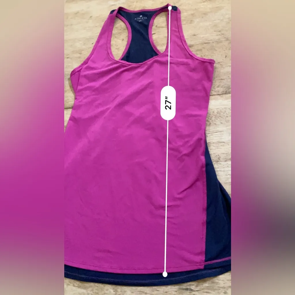 Athleta Women’s‎ XS Colorblock Chi Tank Extra Long in Berry Crush/Dress Blue - Image 6