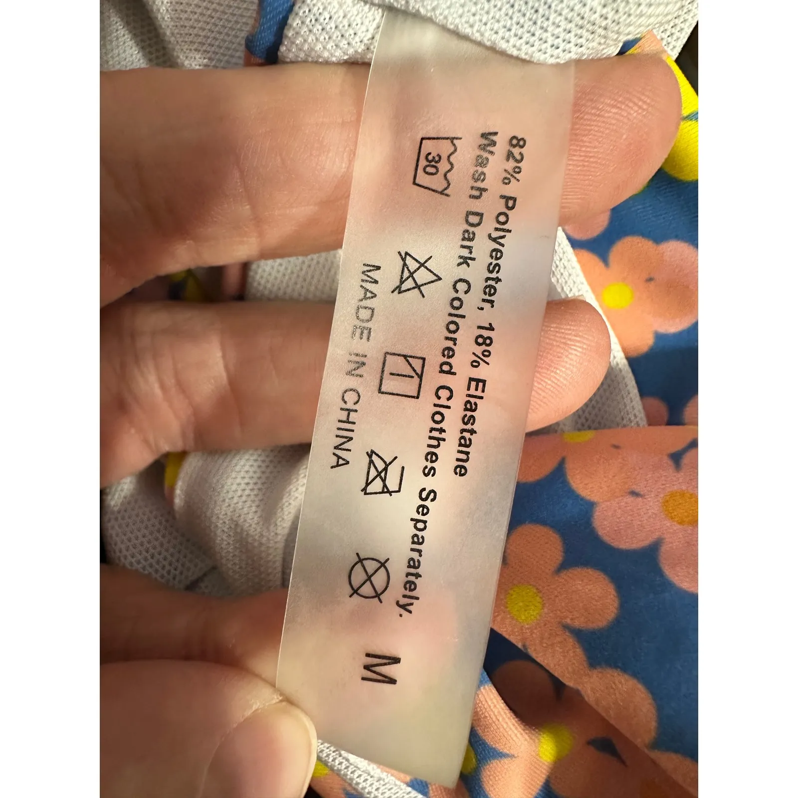 Womens Floral Bikini Blue Pink Yellow Flower Swimsuit Triangle Halter Top Bottom Size M - Image 5