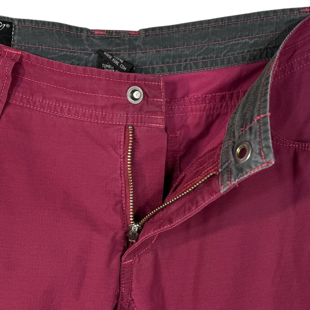 Kuhl SZ 6 Capris Skimmers Floral Pockets Low-Rise Zip-Fly Lightweight Burgundy - Image 3