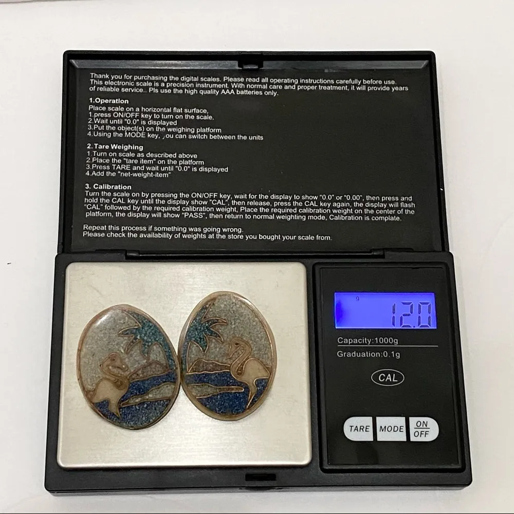 Vintage Flamingo Tree Laminated Sand Art Earrings - Image 5