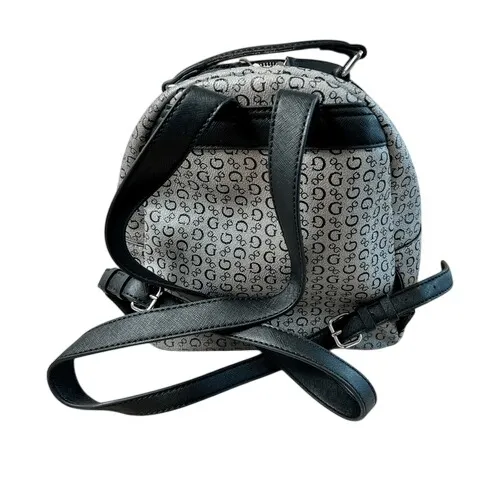 Guess Grey Black Monogram PVC Vinyl Modern Backpack‎ Handbag Designer - Image 6